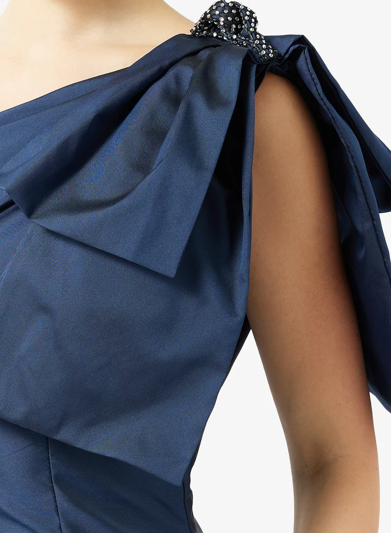 Namshi x  One Shoulder Evening Gown With Statement Bow for Women | Best Price UAE